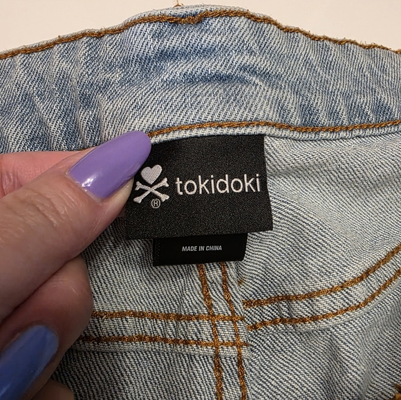 Hot Topic Tokidoki Plus Size Blue Jean Shorts Distressed Raw Hem New Custom Cut - Picture 9 of 15